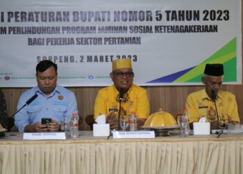 Wabup Soppeng Buka Sosialisasi Perbup Jaminan Sosial Ketenagakerjaan Pekerja Pertanian