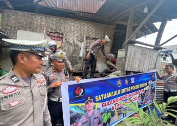 Bakti Sosial Sambut HUT Lalulintas Bhayangkara, Sat Lantas Polres Sidrap Berbagi Sembako