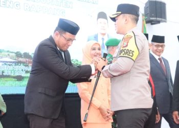 Wujud Kolaborasi, Kapolres Sidrap Hadiri Pelantikan Sekda Sidrap