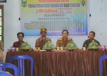 Musyawarah Desa Pembahasan Perubahan RPJMdes Tahun Anggaran 2022 -2030 Desa Papakaju