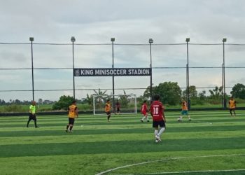 Laga Eksebisi, PWI Sidrap FC Jamu Tim PWI Barru di D’King Mini Soccer Stadion