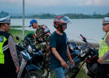 ​Polres Pinrang Gandeng Kodim 1404 Tertibkan Balap Liar, di Kawasan Bendungan Benteng