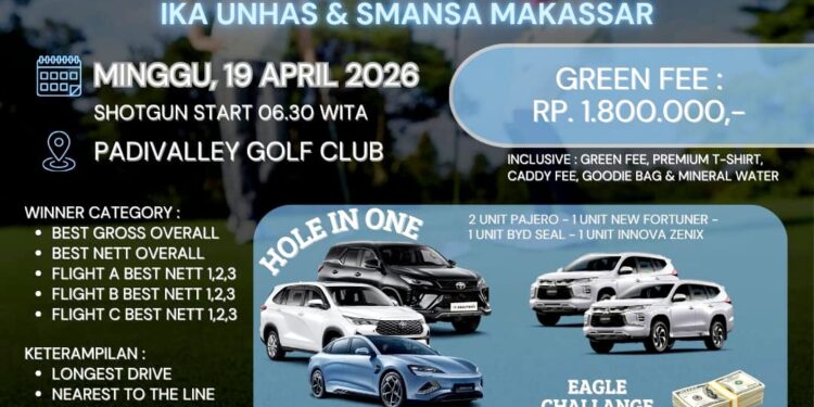 Menanti Jawara Hole In One, Lima Mobil Berkelas Menunggu di Turnamen Golf Alumni Unhas-SMANSA